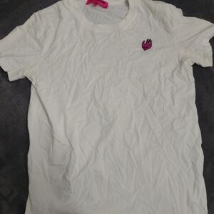 Mcq Swallow White T-Shirt with Pink Logo